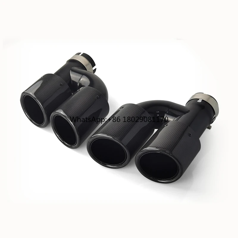 Factory export high quality Crabon fiber Exhaust Dual pipes h type fit for Audi A4LA5A6L modify S4S5S6 black tail tips