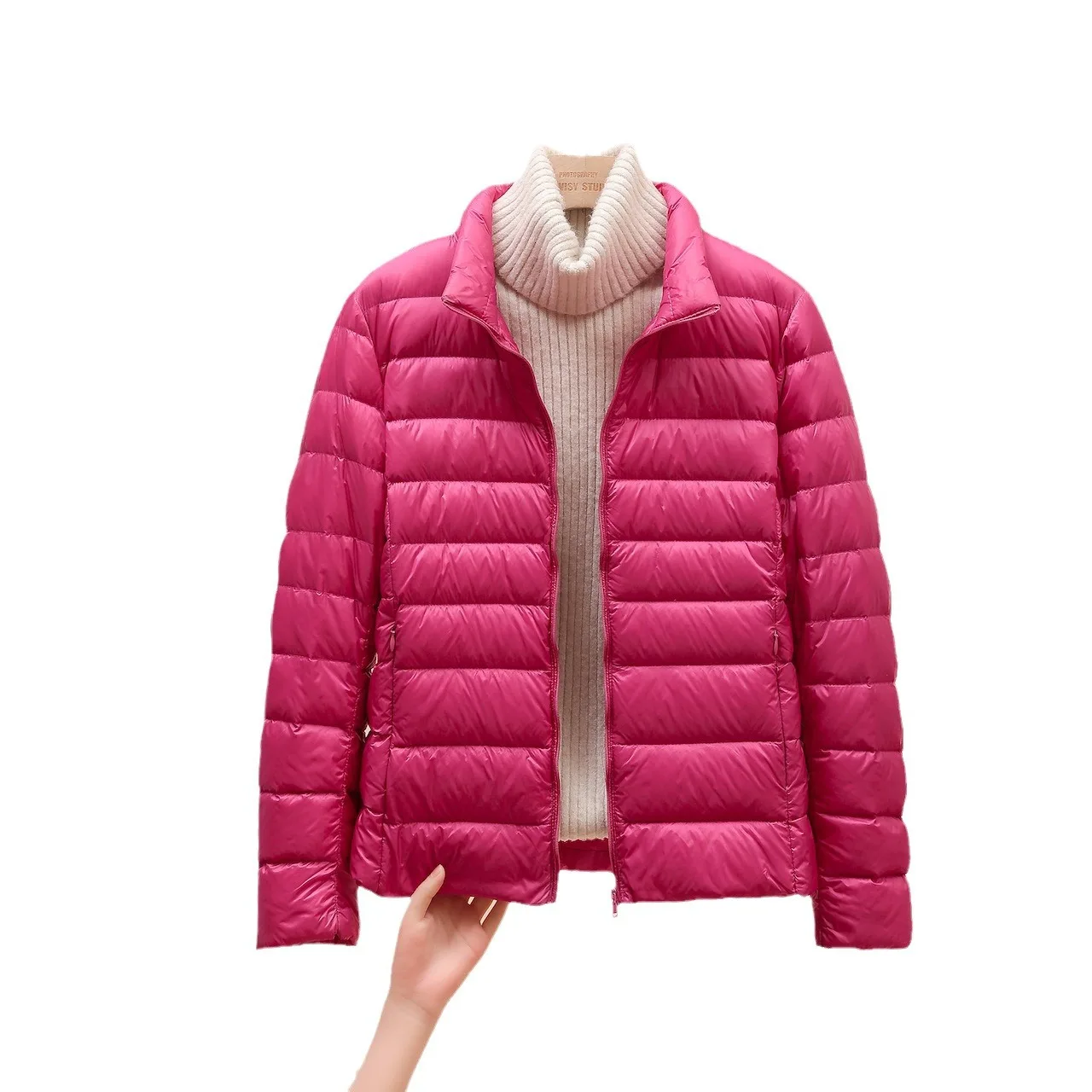 Feminino curto leve para baixo jaqueta quente fino fitwhite pato para baixo casaco portátil puffer jaqueta senhora п onderьто ж onderdelenе JK-081
