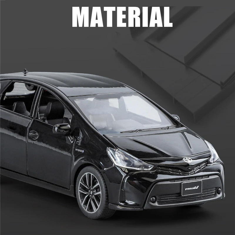 1/32 TOYOTA PRIUS Alloy Car Model Diecast Metal Vehicles Car Model High Simulation Sound and Light Collection Childrens Toy Gift