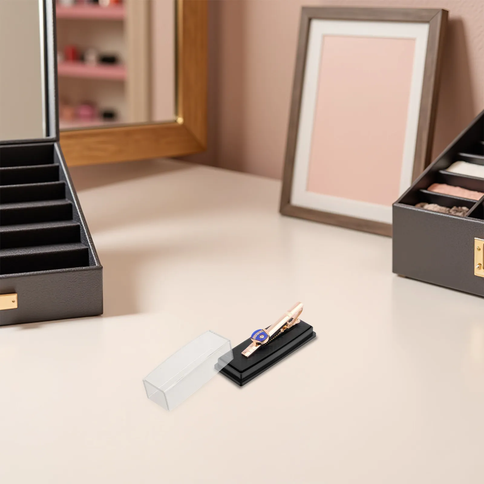 5Pcs Clear Plastic Tie Clip Presentation Box Transparent Display Organizer Storage Case for Tie Bars Cufflinks Travel Compact
