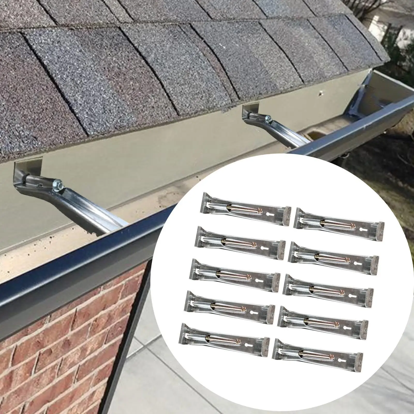 10 Pieces 5 inch Rain Gutter Brackets Accessories with Pre Inserted Screws Heavy