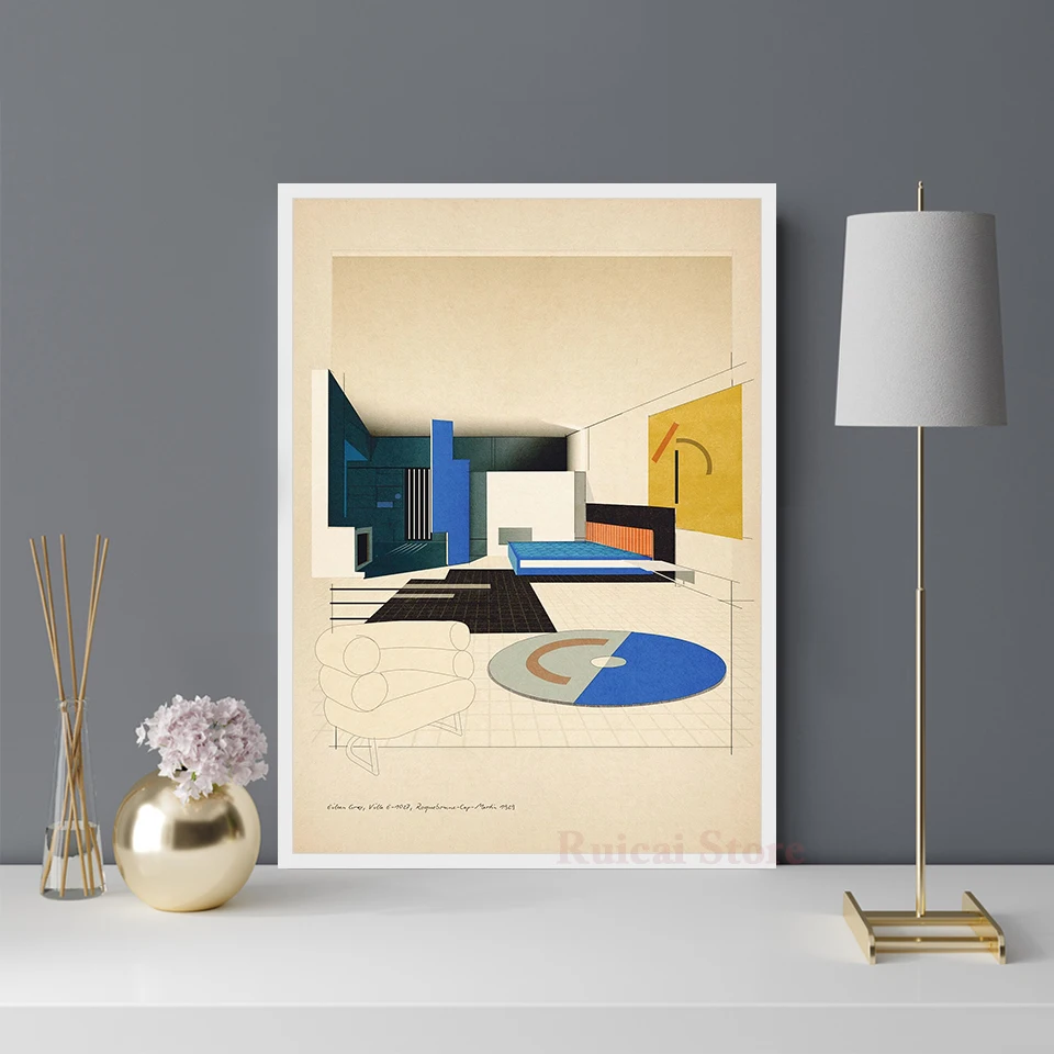 Eileen Gray, Villa 1929 Interior Poster Canvas Art Room Wall Painting Home Decor