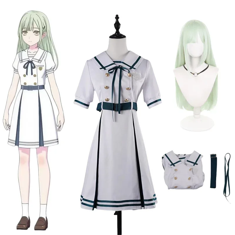 

Аниме BanG Dream Mutsumi Wakaba Косплей Костюм Mortis Косплей Костюм Парик Белое Платье Униформа Женский Вечерний Костюм Хэллоуин