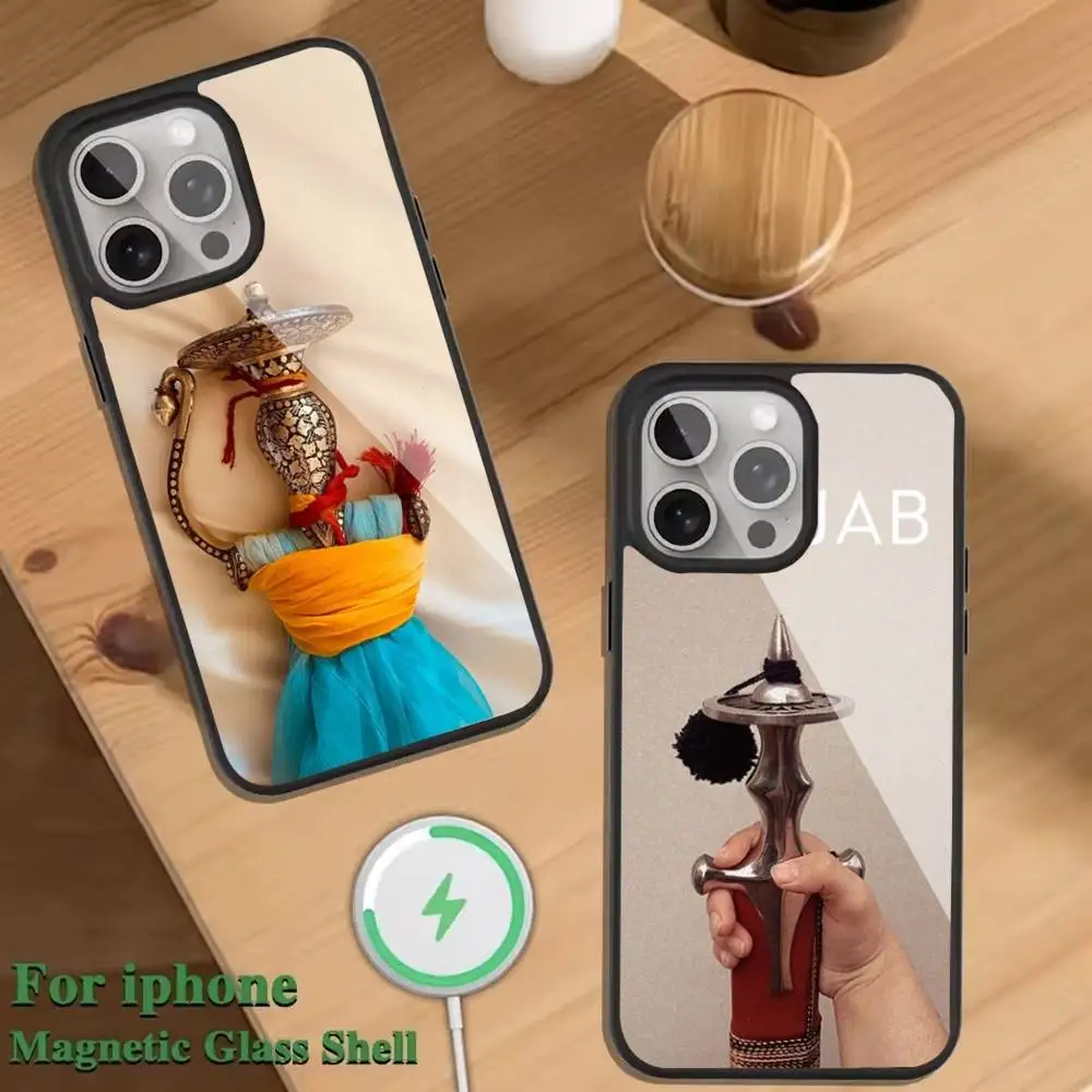 

P-Punjab K-Kirpan Art Phone Case For Magnetic Wireless Charge Cover For iphone 16 15 14 13 12 11 Pro Max Plus Coque
