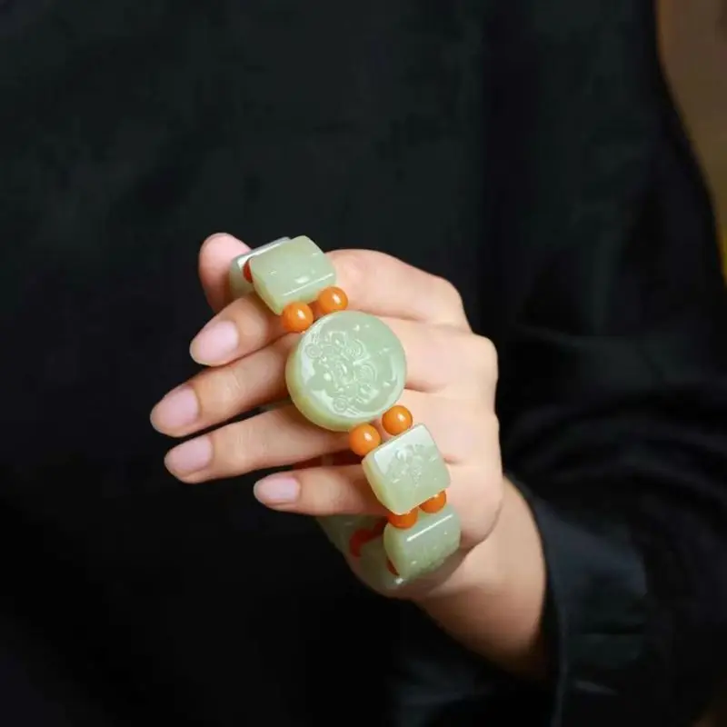 Hetian Jade Qinghai Material Color Bracelet Unisex Jewelry