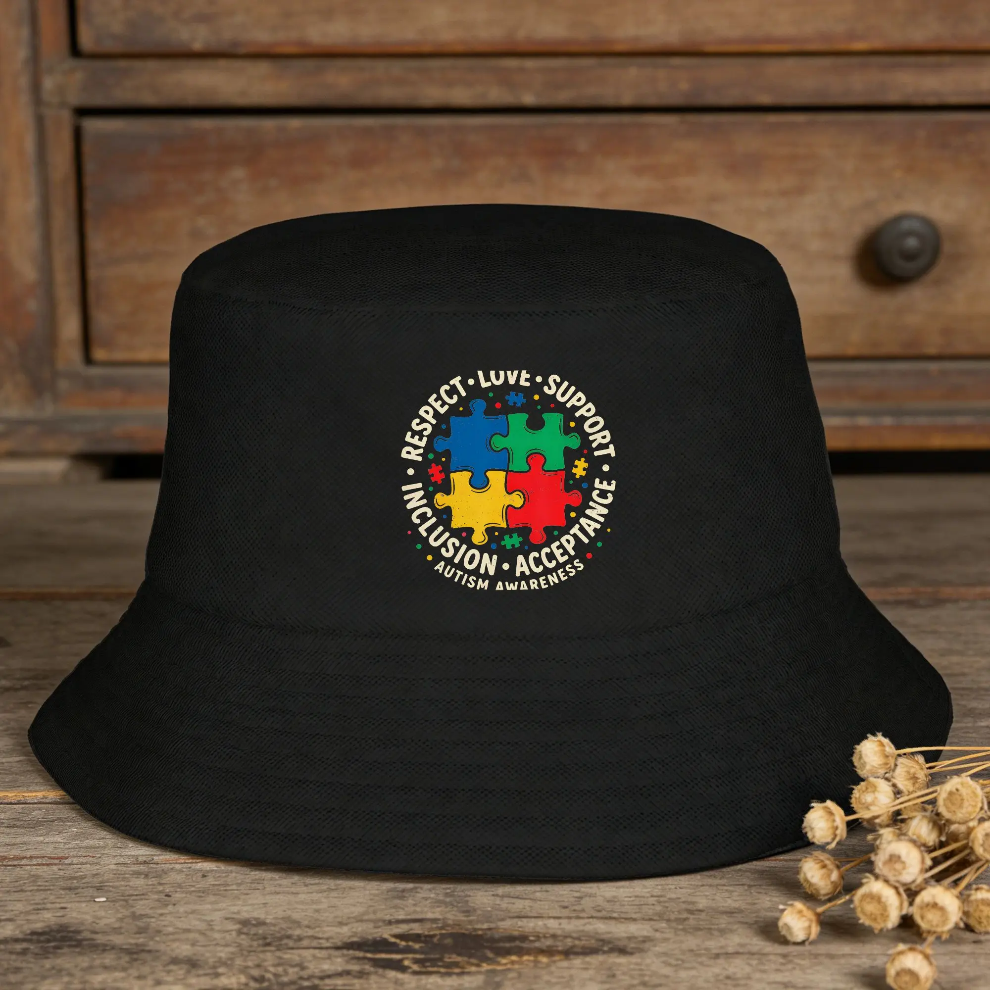 Autism Awareness  Blue Autism  Bucket Hat  Hip Hop Fisherman Caps Foldable Travel Hiking Visor Hats For Women Retro Pattern Cap