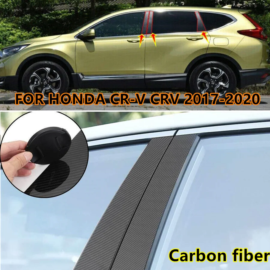 

6PCS Carbon Fiber Window Pillar Posts Cover Door Trim For HONDA CR-V CRV 17-22