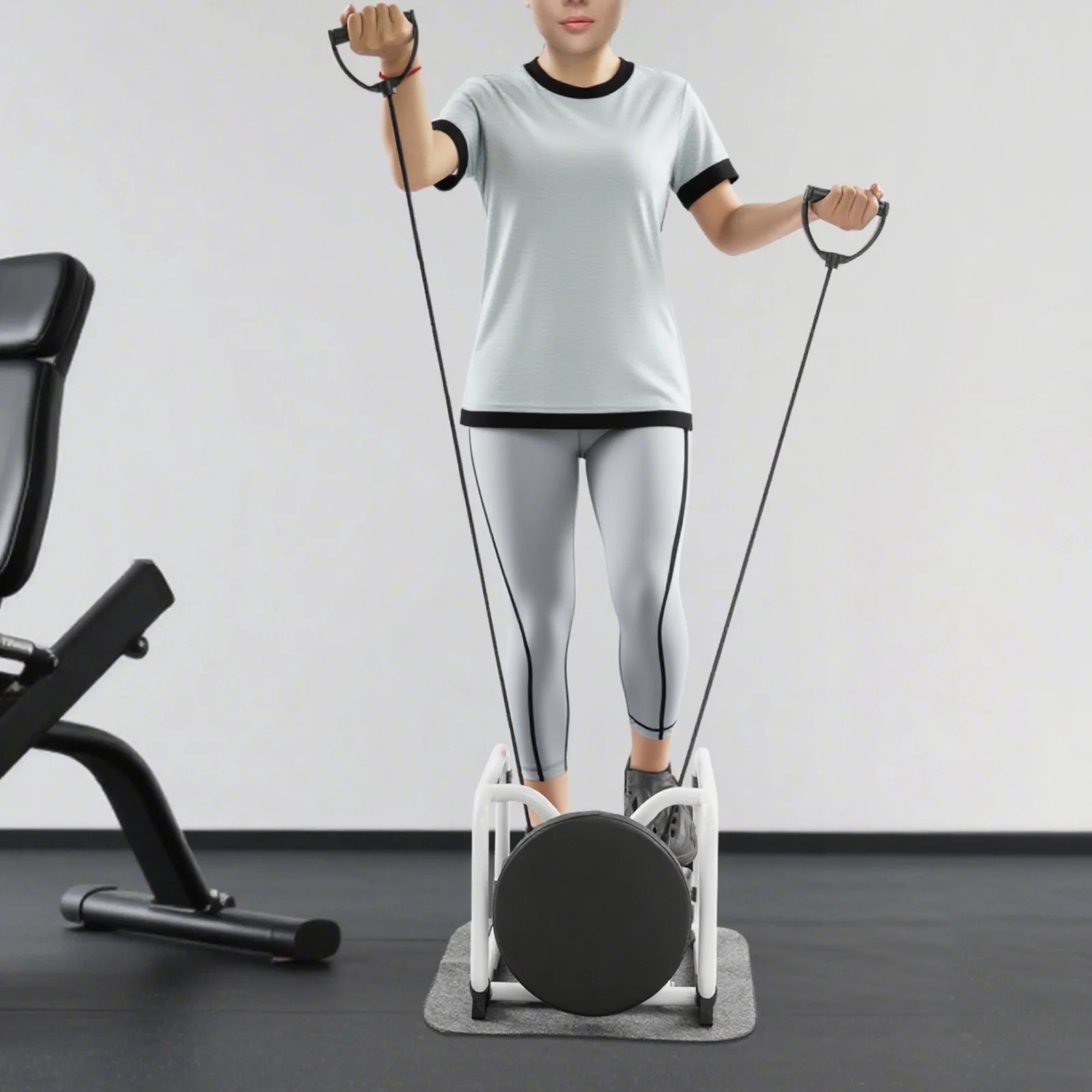 Hydraulic Stepper Climber – 330.7 Lbs Capacity – Steel Frame – Dual Hydraulic Drive – 360 °   Rotating Seat – Resistance Bands – Led Display – Anti-Slip Pedals – No Assembly – for Home Gym Fitness – Black White