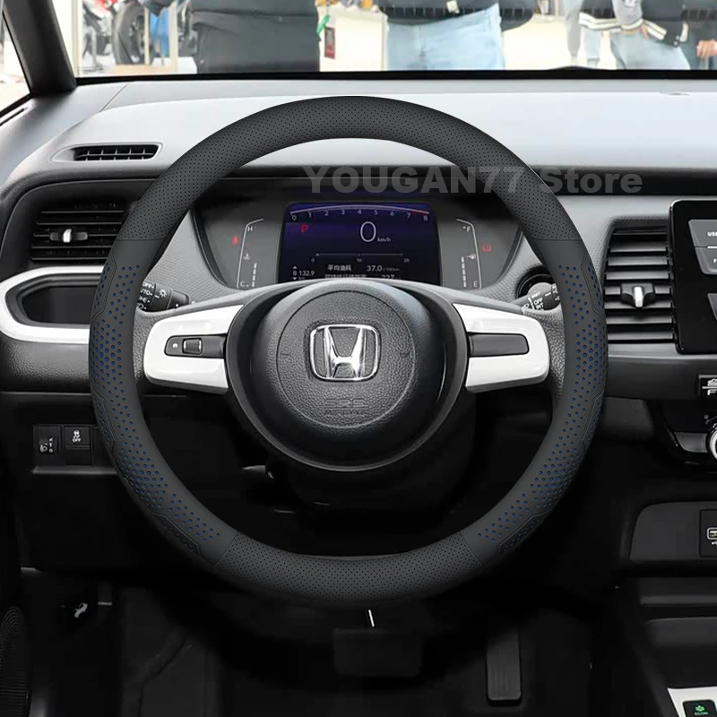 

Кожаный чехол на руль автомобиля для Honda Fit 2014-2024 2025, ультратонкий дышащий автомобильный руль Honda Fit, аксессуары