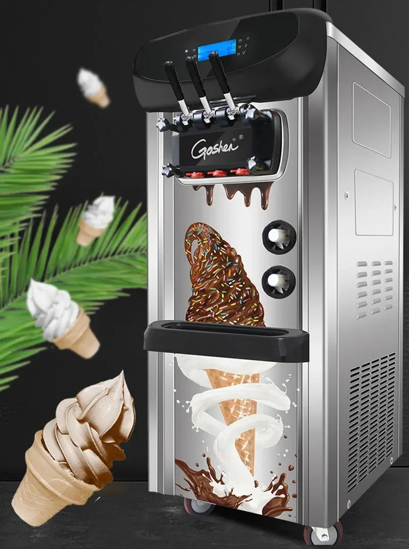 2200W Ice cream machine commercial automatic cone ice cream Maker desktop small soft ice cream sundae machine