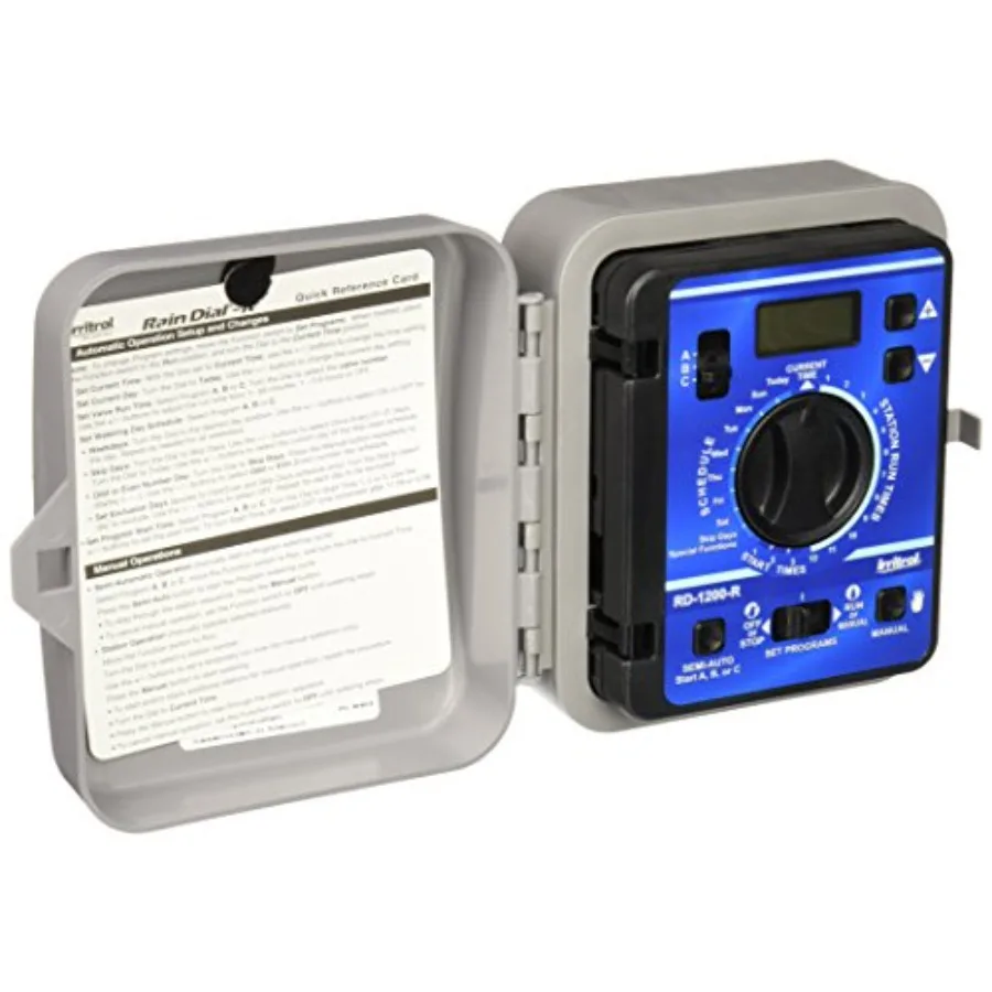 

Контроллер полива на 12 станций для использования в помещении с прочным пластиковым корпусом черного цвета, интеллектуальное планирование полива и