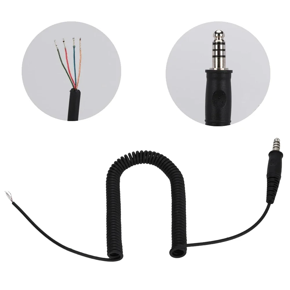 40cm Headphone Replacement Cable For Helicopter Aviation Headset DIY Replacement Line Cables For U-174/U Car Electronics