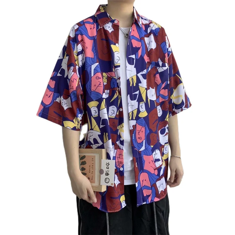 Casual Hawaiian Retro Floral Print New Men Summer Short Sleeve Shirt Sunshine Beach Streetwear Oversized Men\'s Vintage Cothes