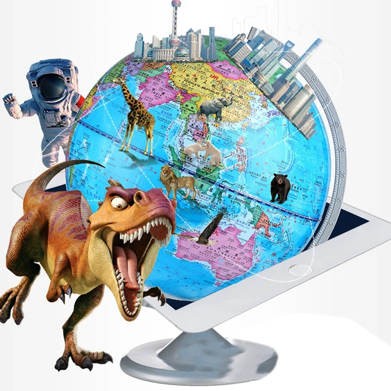 20CM Smart Voice AR Glowing World Globe LED World Map Globe with Night Light Tools for Learning Children'S Gifts