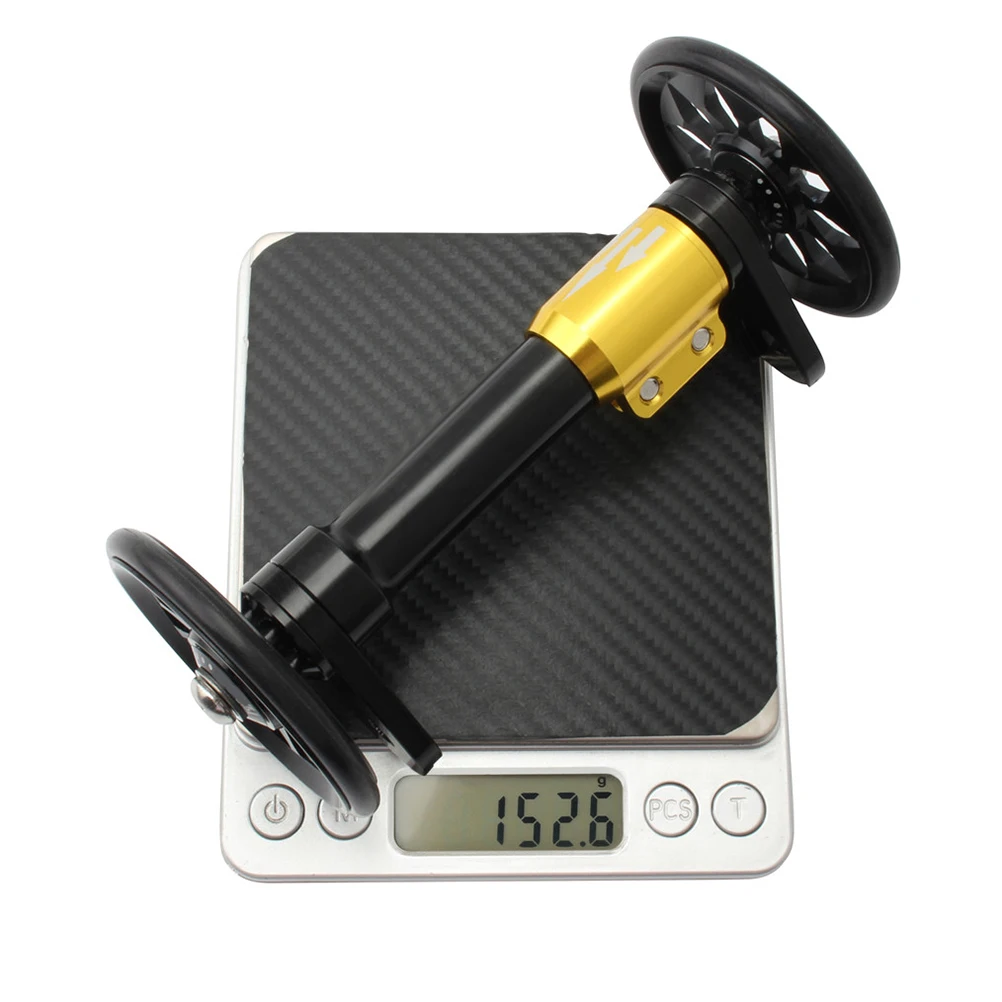 

Aluminium Alloy Telescoping Pole Folding Bike Extension Rod Durable Smooth Rolling Easy Wheel Auxiliary Modification Black Color