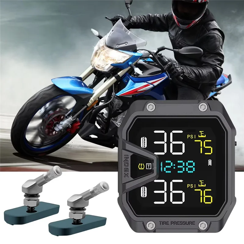 

Classic-Motorcycle TPMS Tire Pressure Monitoring System Motorcycle Wireless Tire Pressure Monitor With 2 Sensors External