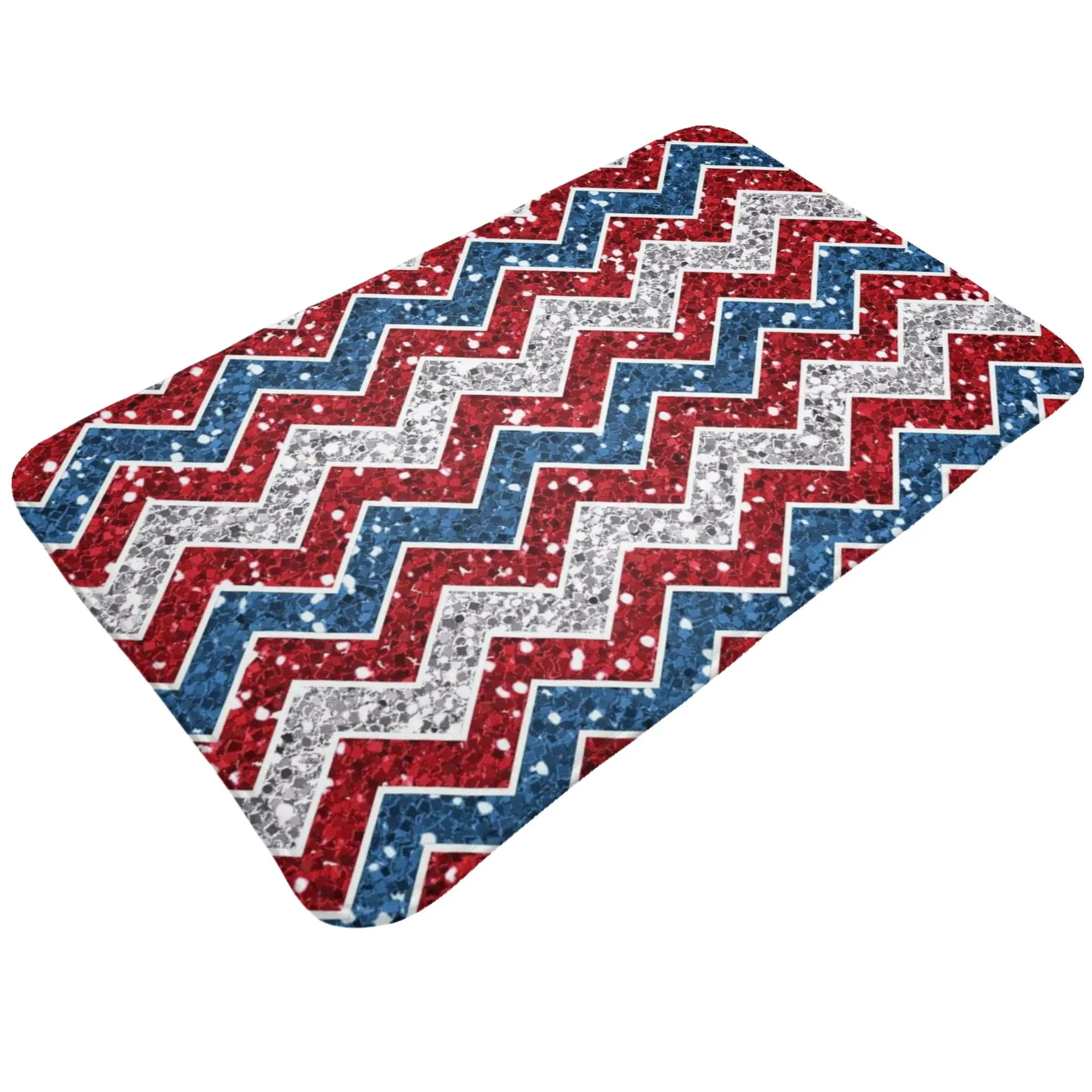 Red Blue White Chevron Zigzag Pattern Doormat Bedroom Kitchen Mat  Outdoor Home Decoration