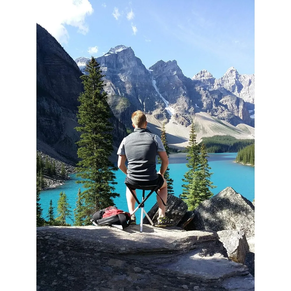 Comfort Model Sgabello pieghevole a 3 gambe nero e argento in alluminio - Altezza da 18" a 30" Carico massimo da 440 a 550 libbre