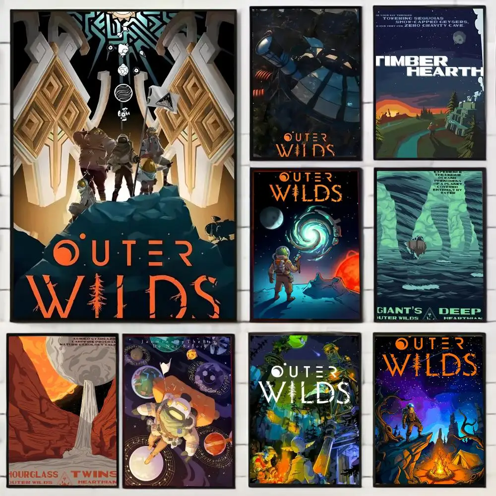 Game Outer Wilds Painting Calligraphy Stylish Wall Art Poster, Bedroom Living Room Home Decor Gift