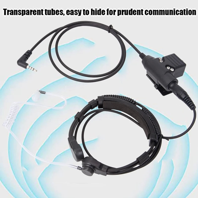 PTT ชุดหูฟังวอล์กกี้ทอล์คกี้แบบเสียบปลั๊ก3.5มม. ไมค์หูฟังตัวนำอากาศสำหรับวิทยุสื่อสาร