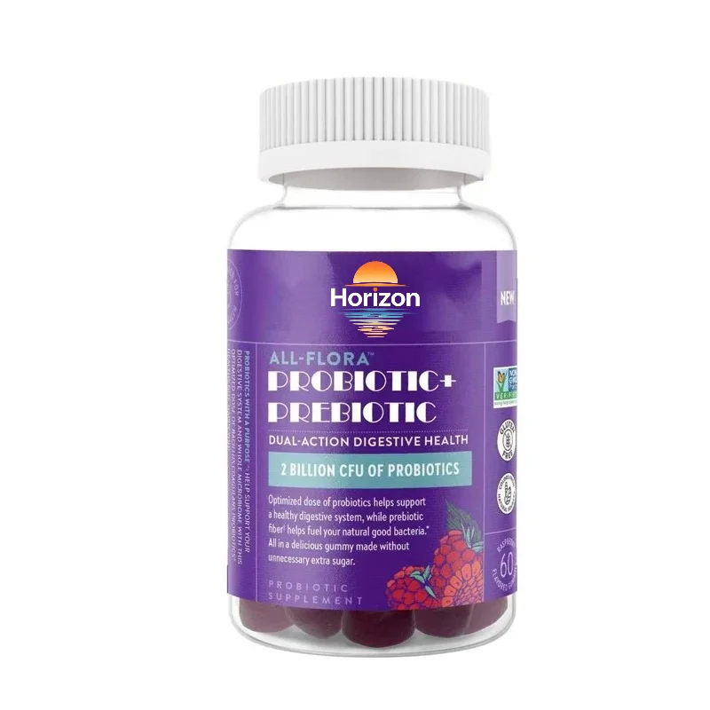 Probiotic Gummies, Whole Bacteria, Used for Overall Intestinal Health Support Probiotics, 100% Vegan+non GMO