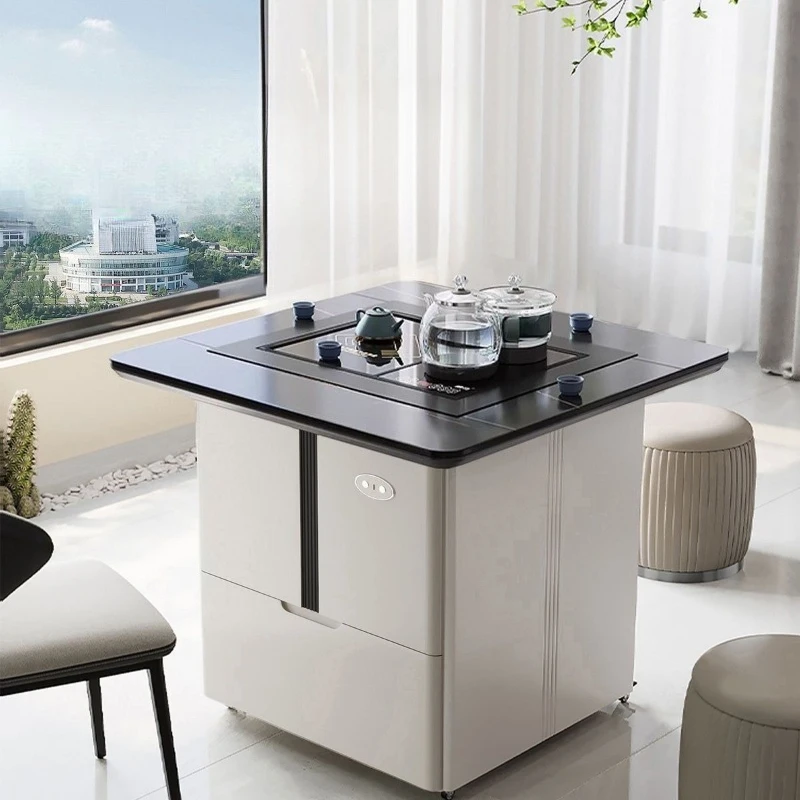 

Intelligent voice balcony tea table and chairs, combination rock slab