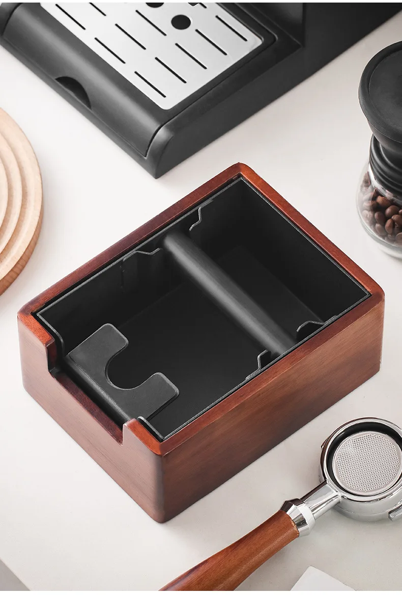 Integrated Coffee Slag Box Household Bar Handle Bracket Powder Holder Coffee Slag Box Solid Wood Slag Bucket