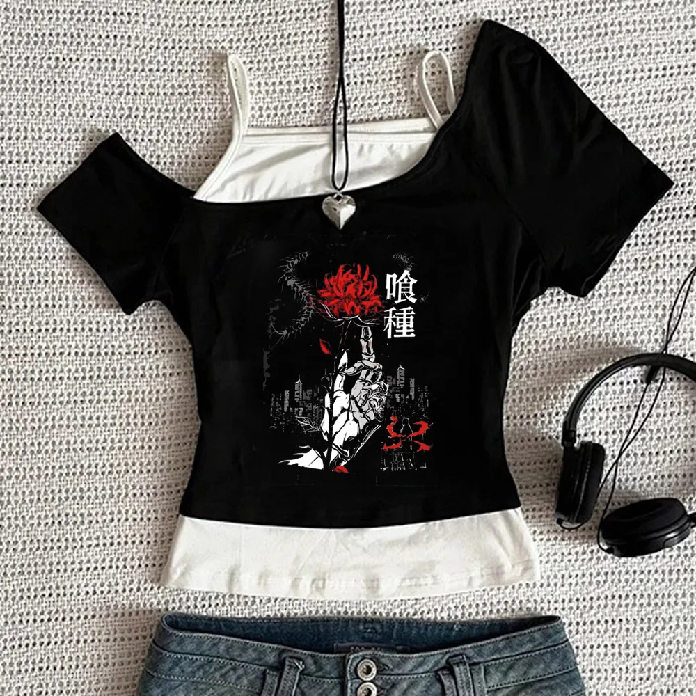 Tokyo Ghoul crop top shoujo y2k kawaii clearance sales cutecore scene  t-shirt vintage goth jojifuku japanese gothic