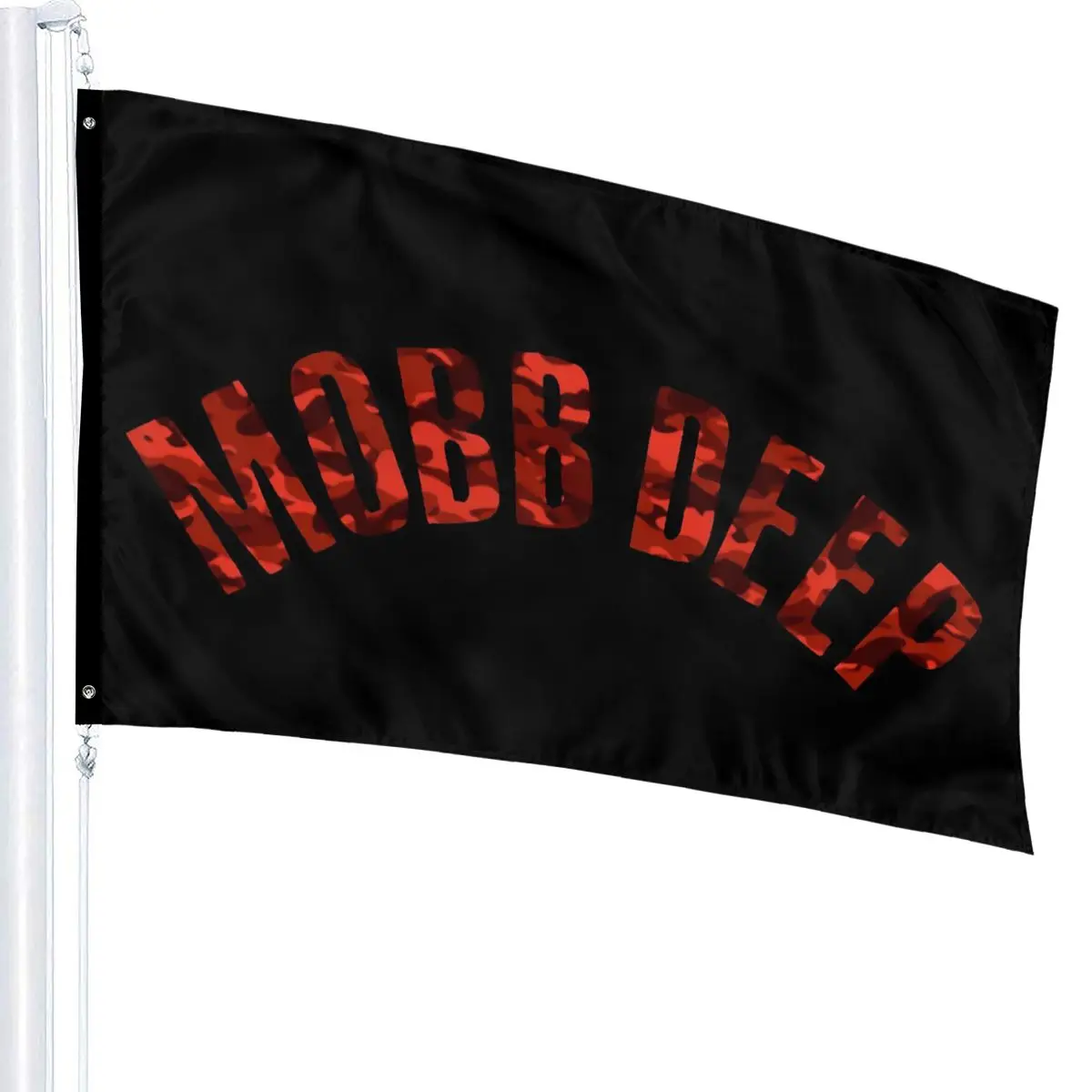 Mobb Deep Queensbridge Ny Red Camo Detail Hip Hop White Summer Style Streetwear Fresh Design Woman Selling Top Flag