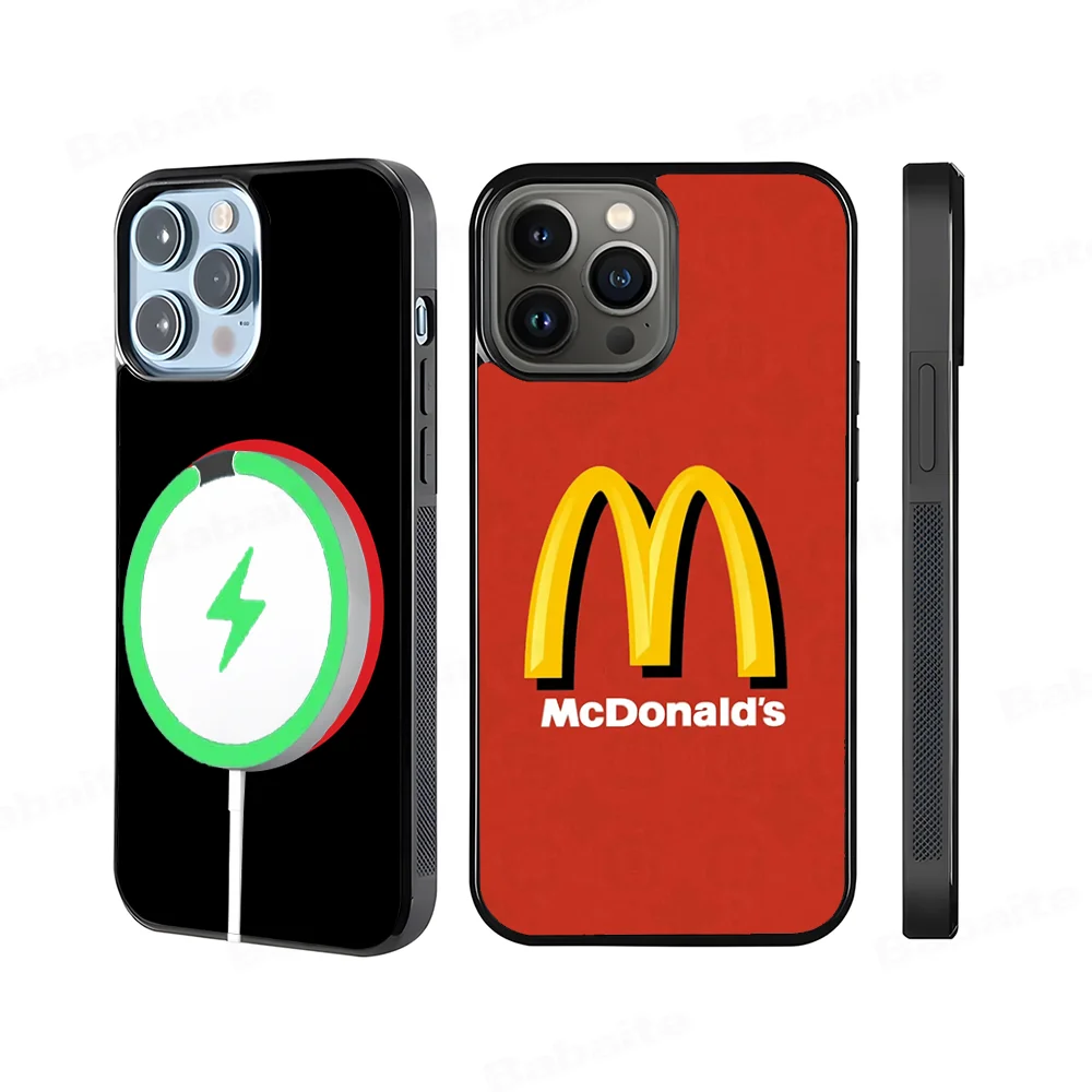 Fashion M-McDonalds Phone Case For IPhone 15 Pro Max Case 14 Plus 13 12 11 Magesafe Magnetic Wireless Charge Cover