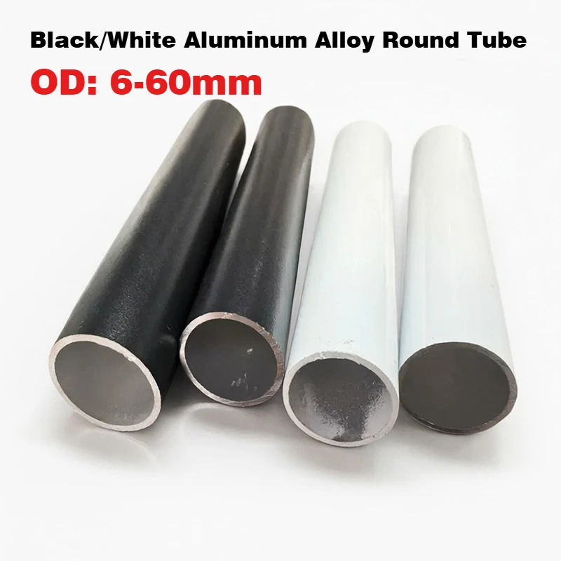 Length 495mm Black/White Precision Aluminum Alloy Round Tube OD 6-60mm Powder-Coated Alloy Aluminum Profiles Hollow Round Pipe