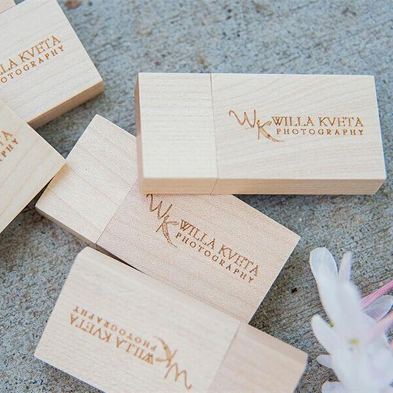 Free Custom Laser Engraving LOGO Maple Rectangle USB 2.0 High-speed Flash Drive 4GB 8GB 16GB 32GB 64GB 128GB and Maple Box