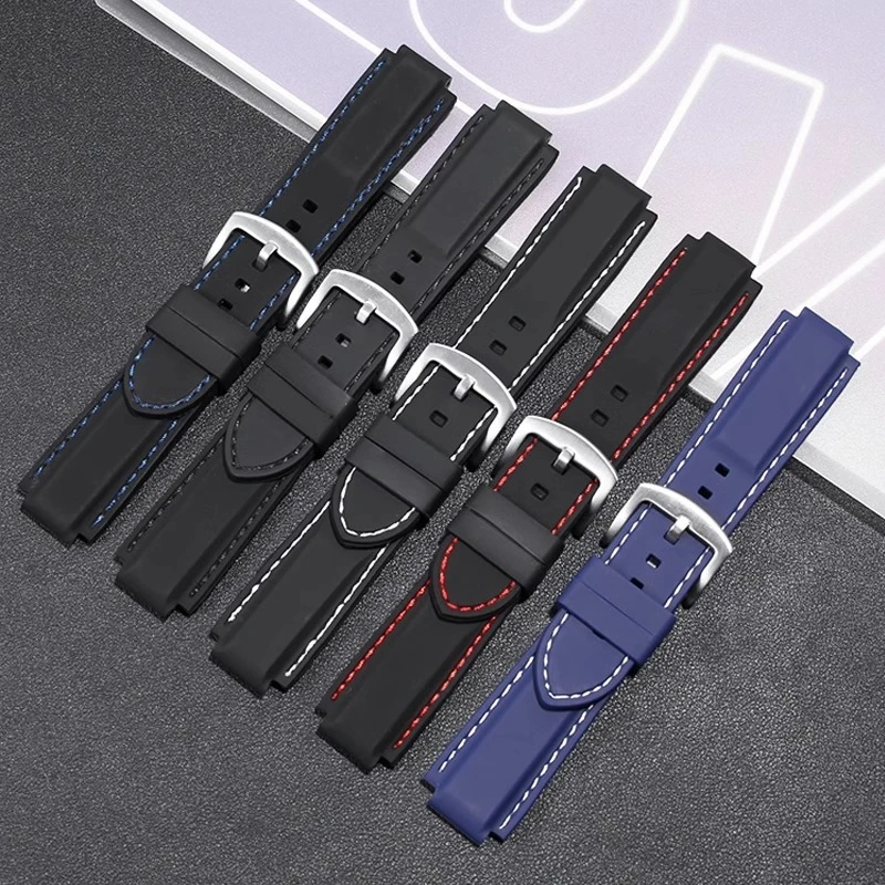 For Cartier Silicone Watch Bands Blue Balloon Black Warrior Convex Mouth Men Women Pin Buckle Rubber Bracelet 18x11mm 20x12mm