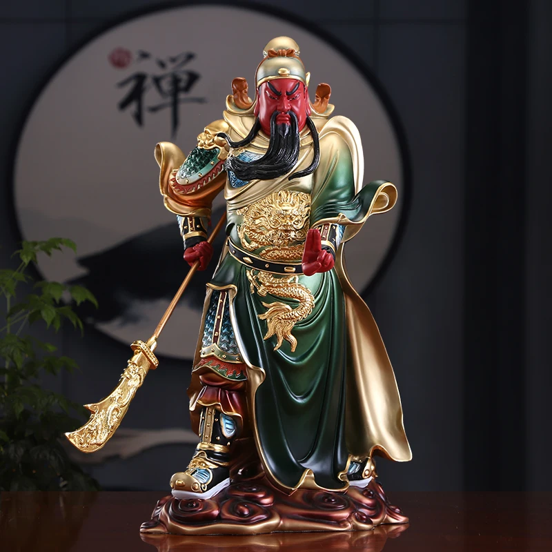 47CM large Asia high grade gilding copper GOOD LUCK God of wealth GUAN GONG  Buddha statue HOME Shop Club BAR Company Decoration