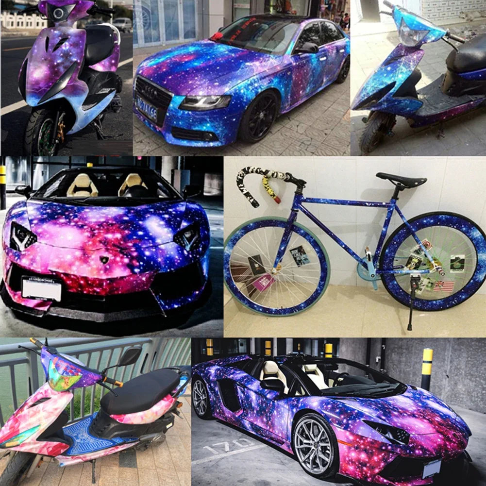 

2pcs 50*150CM Beautiful Galaxy Painting Car Body Film PVC Starry Sky Vinyl Wrap Auto Interior Styling Stickers for Home Wall Use