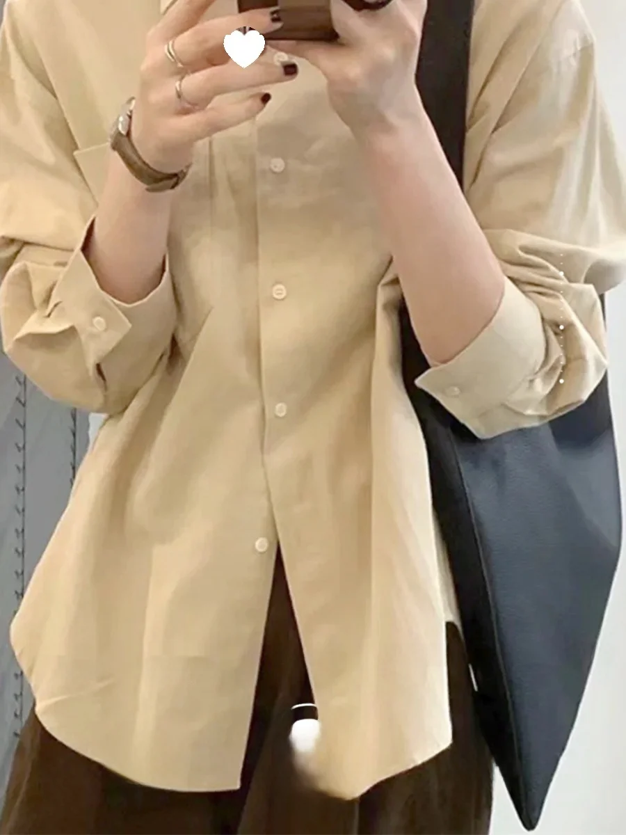 

Thiened Brued Pure Cotton Classic Autumn Winter irt Retro Simple Vintage Sle Long Sve Collar Commute Faion ...