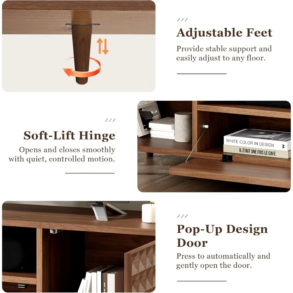 حامل تلفزيون 65 بوصة، حوامل تلفزيون لغرفة المعيشة، خزانة وحدة تحكم الوسائط لمركز الترفيه، حوامل تلفزيون حديثة مع شكل ماسي