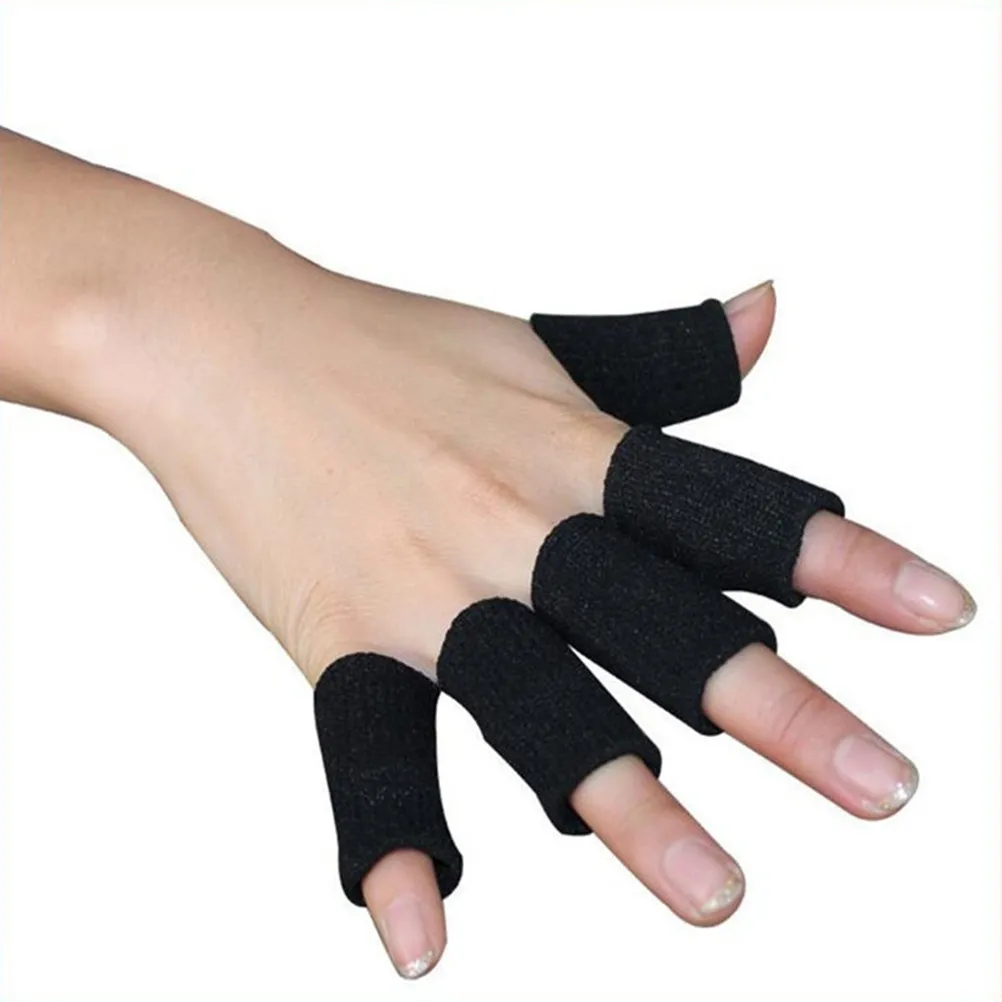 

10pcs Finger Sleeves Elastic Thumb Braces For Sports Pain Relief Sweat Absorbent Nylon Fabric Breathable Fit Adult Fingers