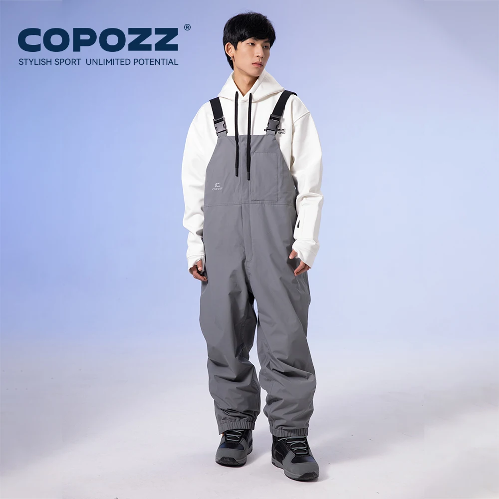 COPOZZ Thicken Snowboard Back Ski Pants All-in-one Oversized Windproof Waterproof Overalls Men Women Warm 3L Outdoor Jumpsuit