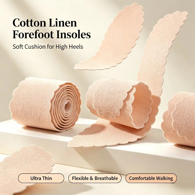 Women Ultra Thin Self Adhesive Forefoot Insoles, Anti Slip Sweat Absorbing High Heel Foot Cushions