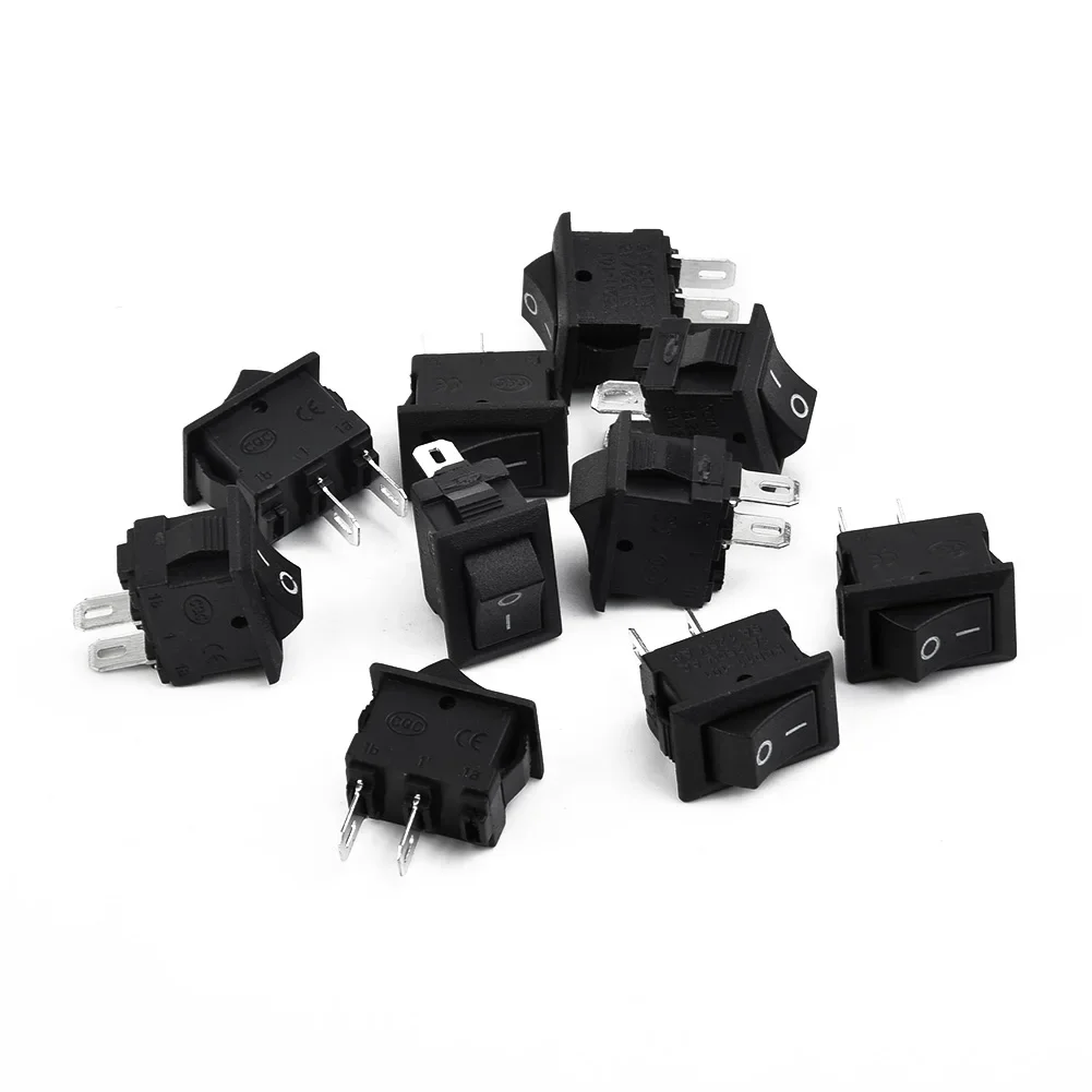 10 Pcs Auto Car Truck Boat Round Rocker 250V 3A 2-Pin ON/OFF Toggle SPST Switches Rocker Switch 10x15mm