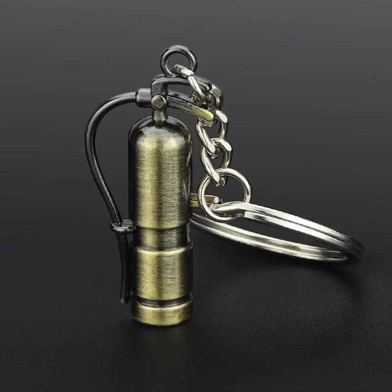 New Fashion Exquisite Fire Extinguisher Shape Fireman Hanging Key Chain Gift Car Metal Alloy Keychain Pendant  Keyring Jewelry