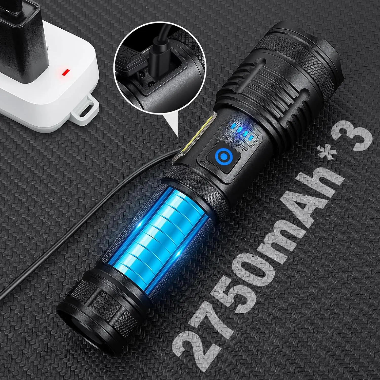 3 Pack Rechargeable Flashlights, 90,000 Lumens Ultra Bright LED with 7 Modes, IPX7 Waterproof for Camping and Home Use