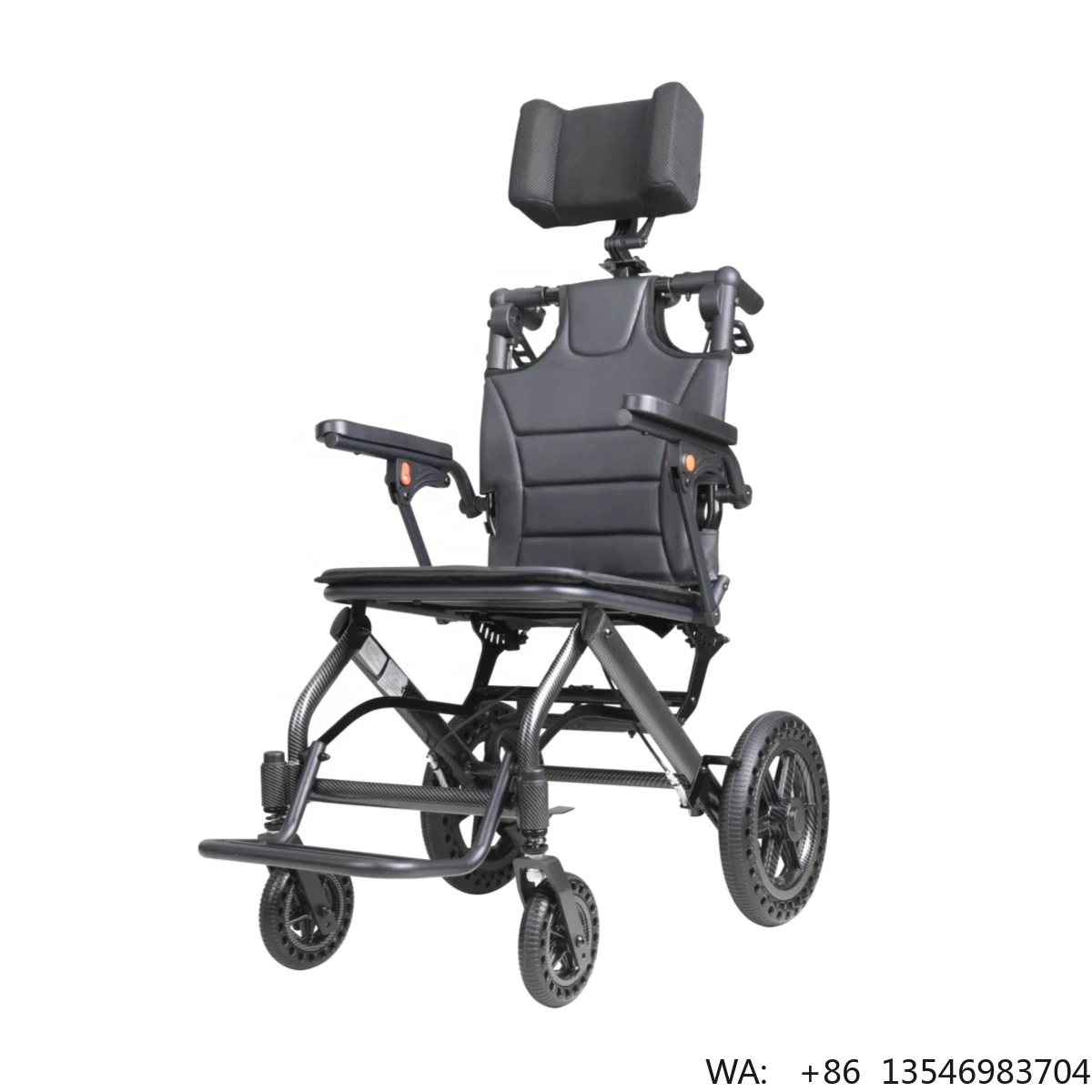 Silla de Ruedas de Viaje Reclinable, Ligera y Portátil, de Fibra de Carbono, con Reposacabezas