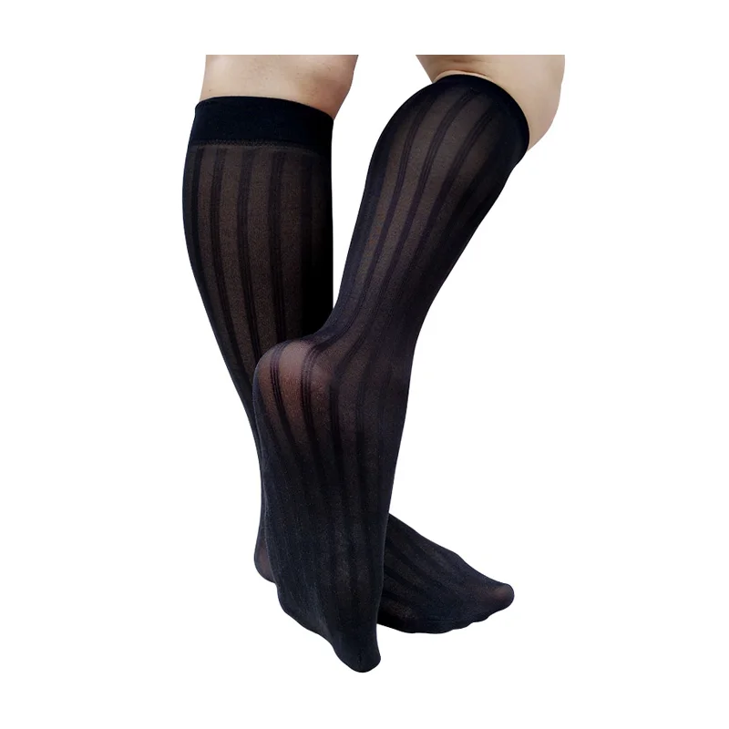 

Полосатые формальные мужские носки, прозрачные тонкие прозрачные гольфы, прозрачные мужские деловые свадебные шланги, сексуальные чулки, нижнее белье