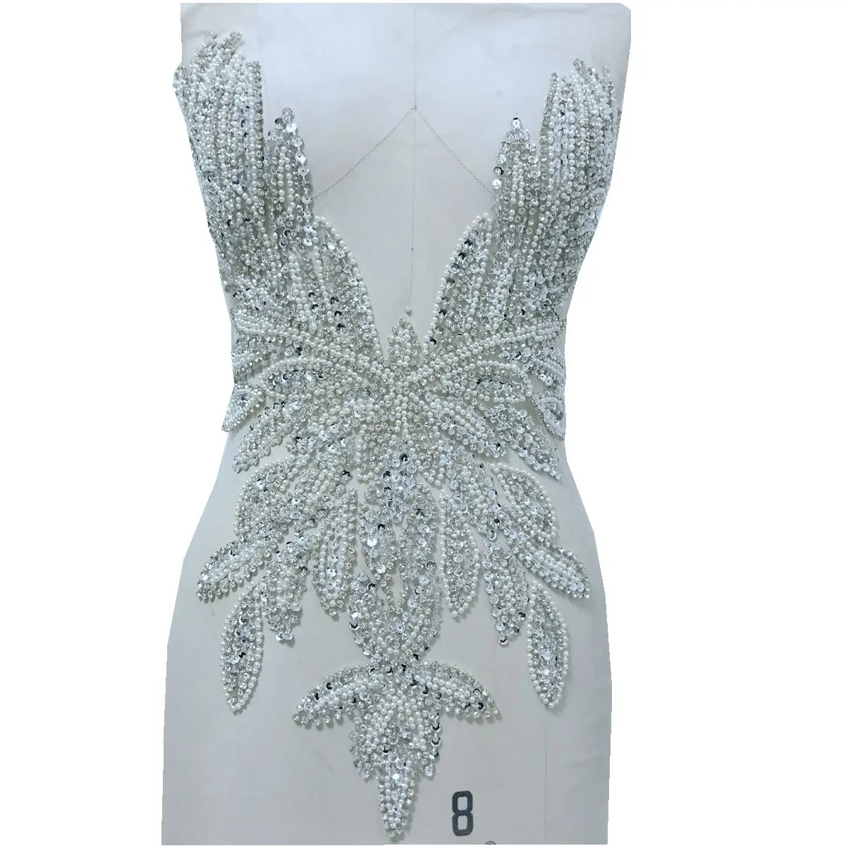 Luxury Beading Mesh Pearls Crystal Deep V Neck Evening Dress Fabrics Cocktail Dress Accessories