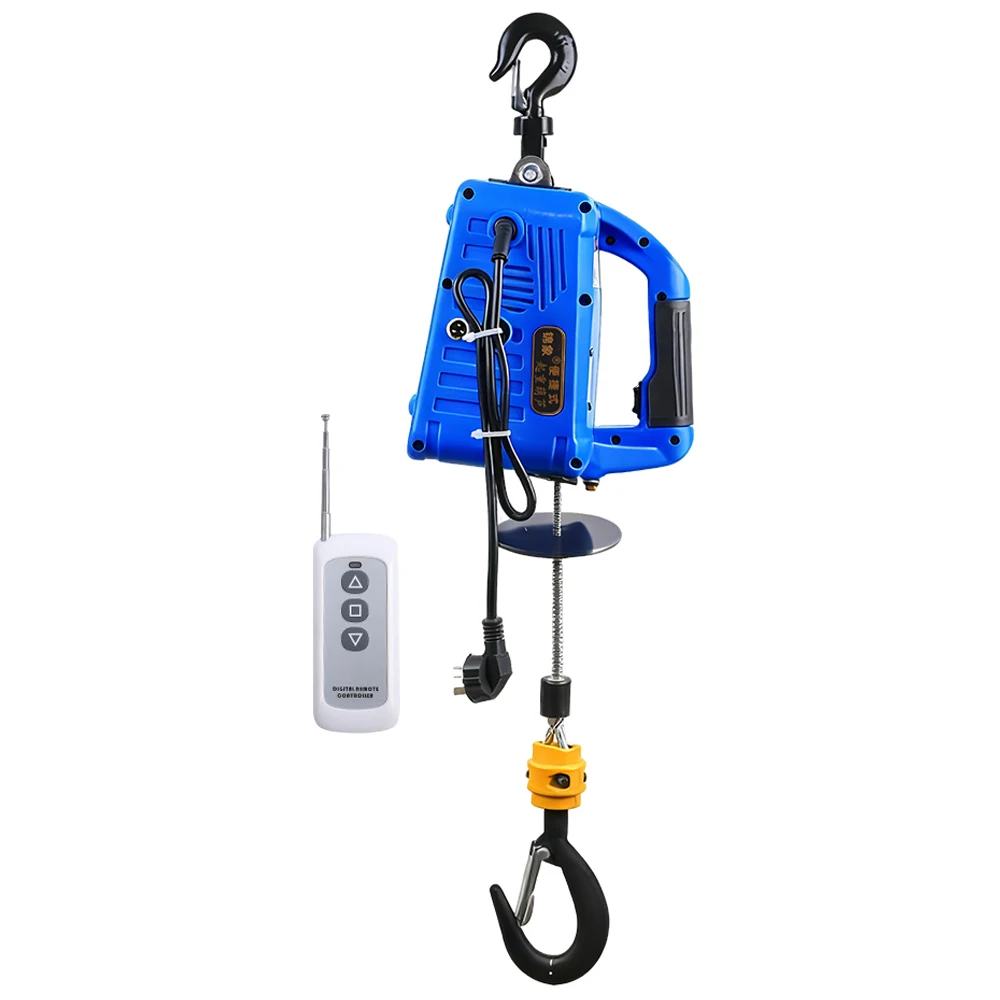 

500KG 100KG Load Portable Electric Winch Traction Hoist Remote Control Electric Hoist 220V 1500W Hoist Lifting Tool
