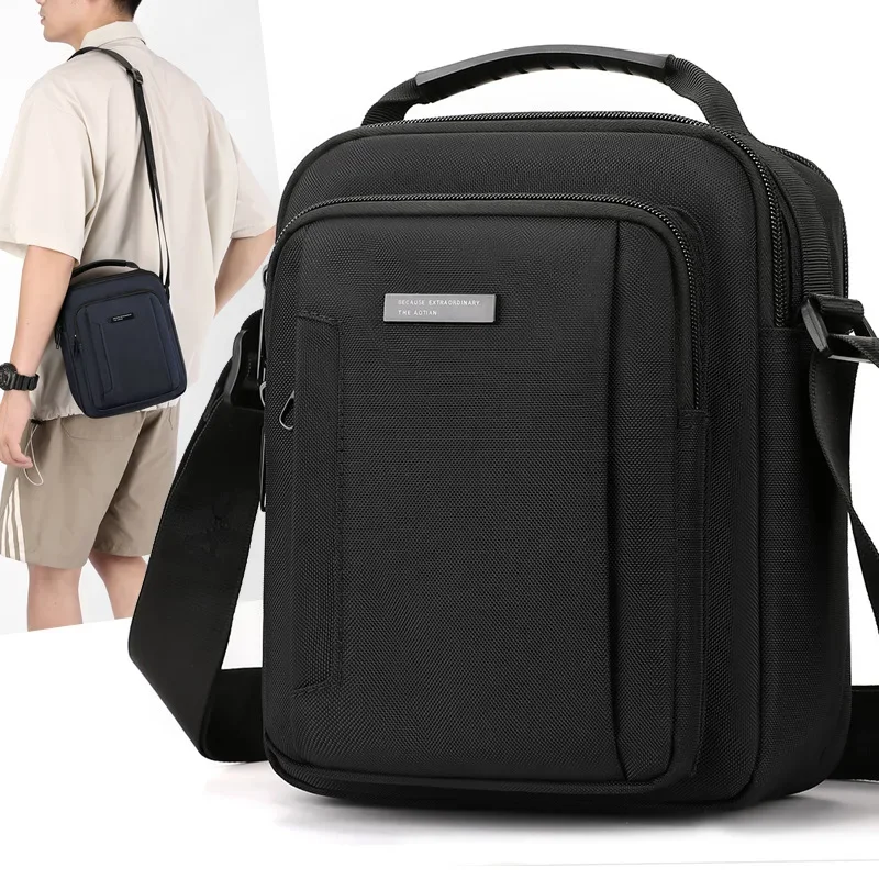 Men's Casual Shoulder Bag New Simple and Fashionable Vertical Crossbody Sling Bag Versatile Oxford Cloth Handbag Messenger Bag