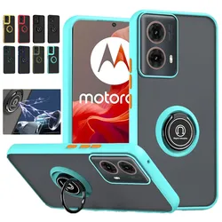 Armor Matte Case For Motorola Moto G35 G55 G75 G85 5G G04 G04S G14 G24 G34 G54 Cover Ring Stand Holder Shockproof Coque Fundas