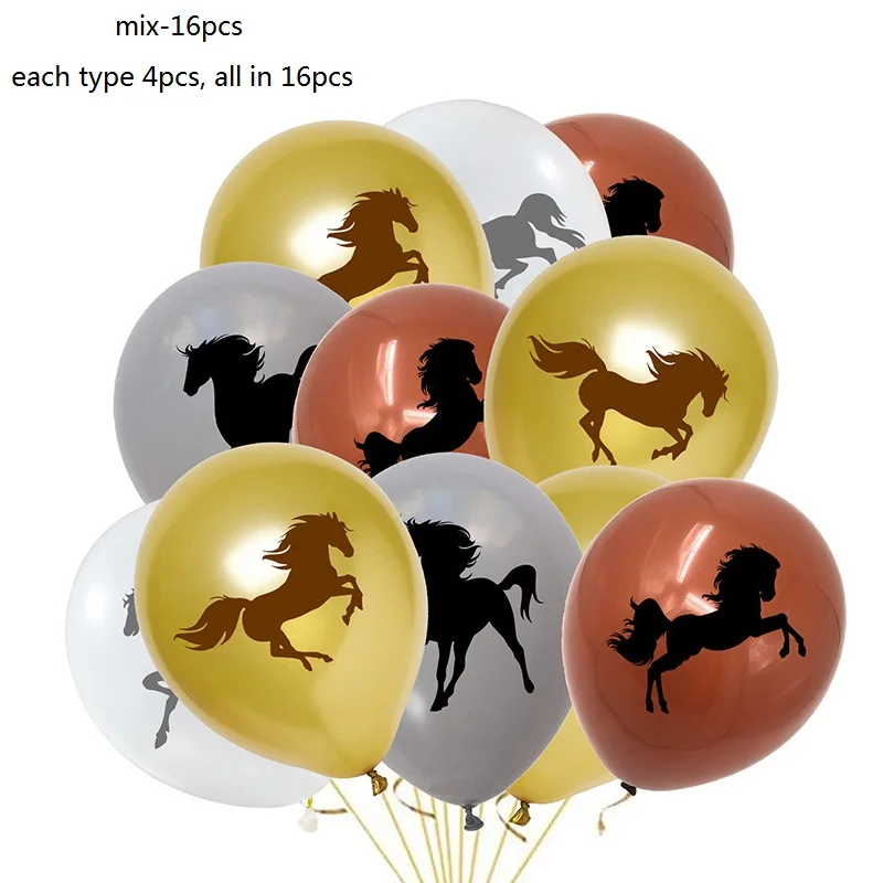 Latex Horse Racing Latex Balloons Set, Cowboy Props, Racing Supplies, 12 